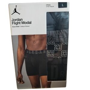 NIB Jordan Flight Modal Boxer Briefs Mens Large 36-38  3 Pack Black and Gray